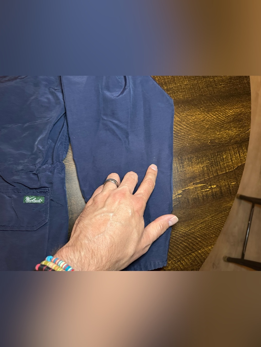 VTG Woolrich Men's Nylon Solid Blue Coat Full Zip Jacket-Large - Picture 3 of 14